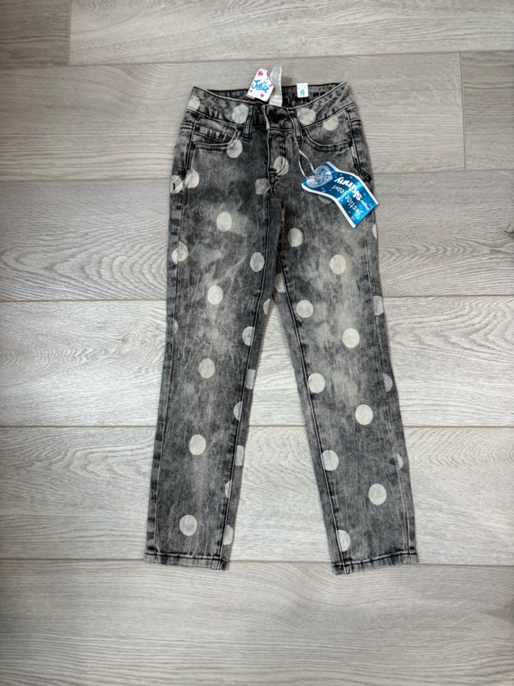 Justice Gray Polka Dot Skinny Jeans